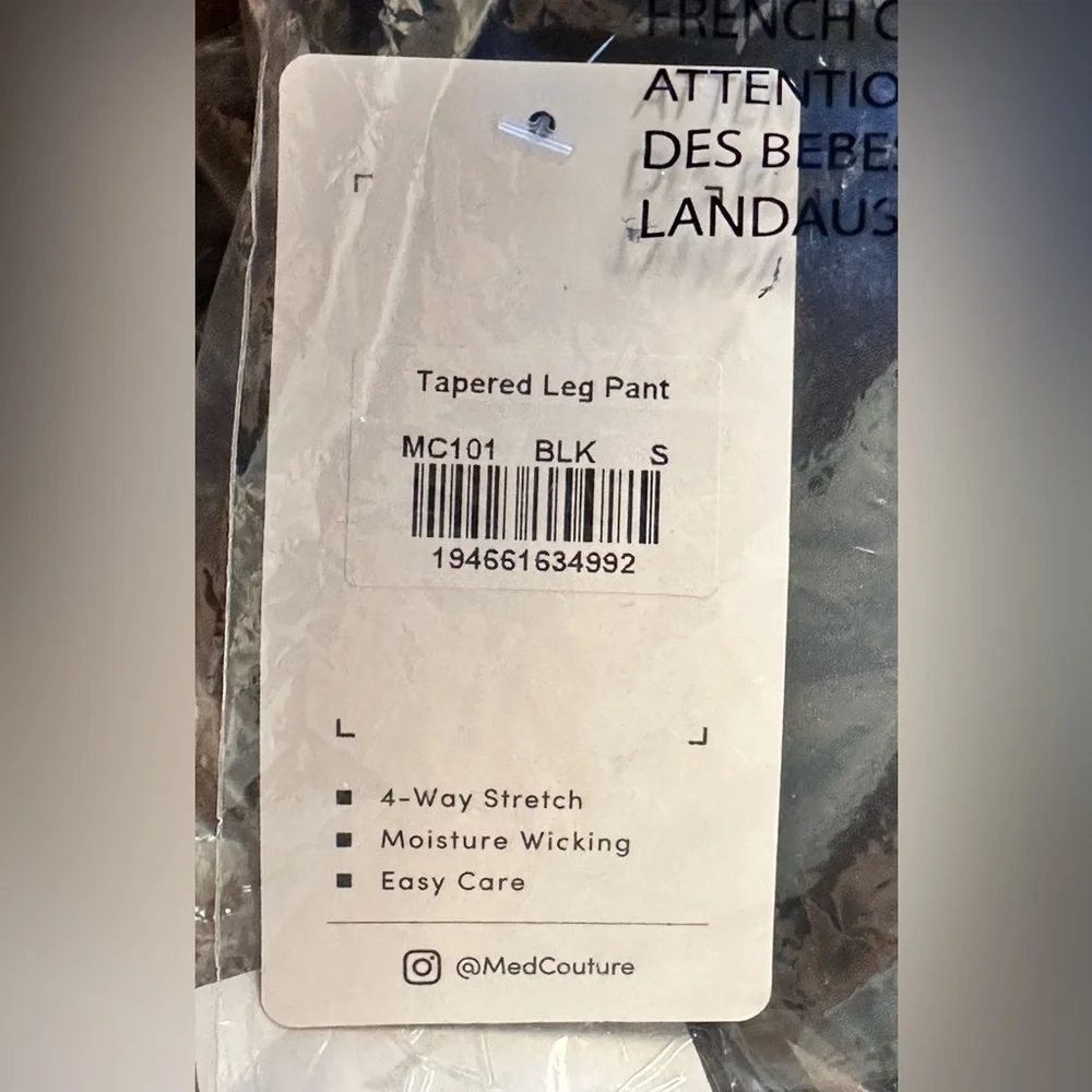 Med Couture Amp Tapered Leg Scrub Pant(MC101) NIP Black Small Reg - Picture 8 of 9